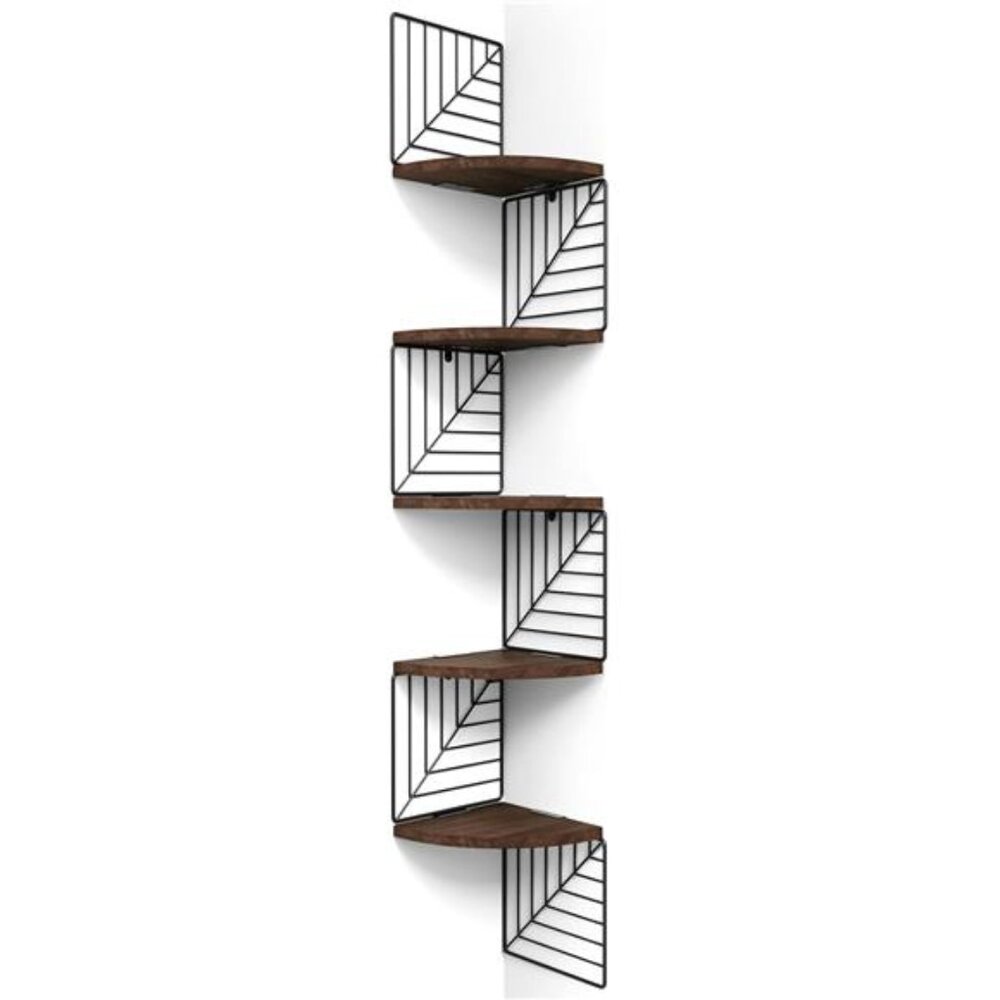 Corner Shelf Wall Mount of 5 Tier, Rustic Wood Floating Shelves Wall Shelves